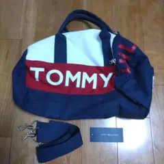TOMMY HILFIGER ミニボストンバッグ ネイビー ホワイト 2way