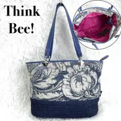 ◎希少◎『Think Bee!』ブルー フラワー トートバッグ