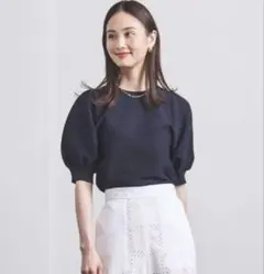 2025 UNITED ARROWS パフスリーブ ニット ネイビー