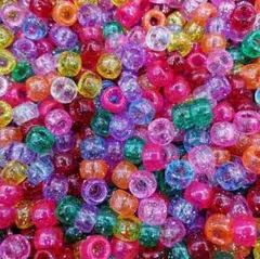 週末限定特価★カラフルクリアプラスチックビーズ　ラメ入り　30個