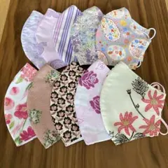 ☆ハンドメイド　立体マスク　ピンク　パープル系　10枚セット☆