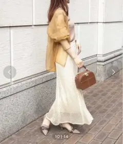 RANDA ロングメッシュスカート アイボリー