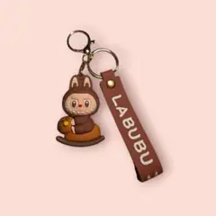 新品未使用　ラブブ　labubu　キーホルダー　木馬　ブラウン
