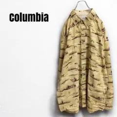 mt62525 コロンビア　総柄シャツ　アニマル柄　タグロゴ　オーバーサイズ