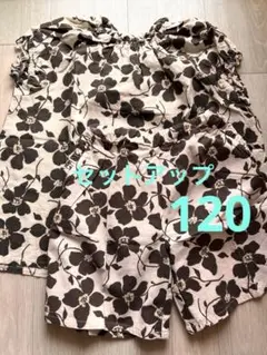 極美品★タグ付　120 プティマイン　セットアップ　南国　ブラウス　短パンツ