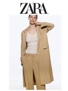 【 新品 】ZARA テーラード ロングジャケット キャメル