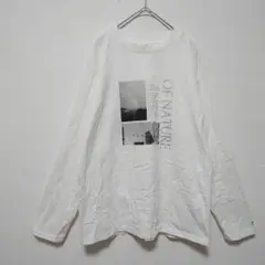 1316 長袖Tシャツ カットソー ロンT ドロップショルダー 刺繍 ホワイト