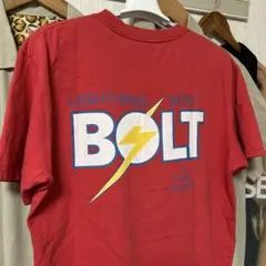 ライトニングボルト00's・両面プリントTシャツ・赤・Lサイズ