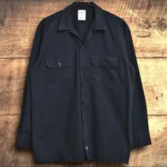 ディッキーズ　ワークシャツ　ブラック 黒　オープンカラー　長袖　Dickies