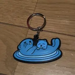 草加駅健康センター ラッコガチャ ラバーキーホルダー ブルー