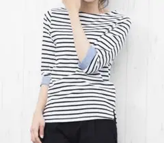 Milk an deni 七分袖ボーダートップス　カットソー　LL XLa696