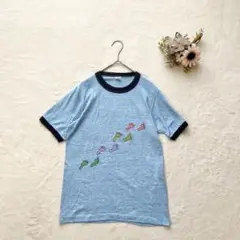 クルーネックTシャツ（フリー）足あと シンプル 半袖 カジュアル ヴァンテージ