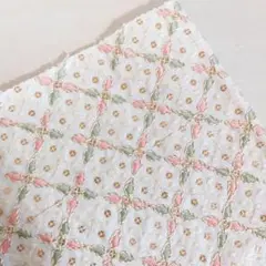 【95×45】インド刺繍生地 パステル ホワイト スパンコール はぎれ 布 生地