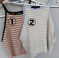 2枚セット FOREVER21 ストライプ リブ編み キャミソール