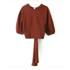 【美品】エリン　elin　コットンブラウス　茶　M