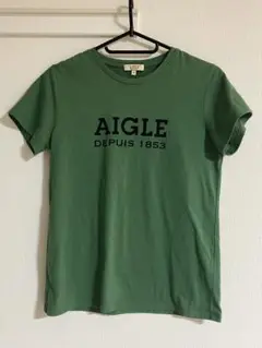【used】AIGLE グリーン Tシャツ Mサイズ みどり
