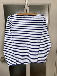 未使用、ジーユー、白青のストライプ 長袖カットソー XL