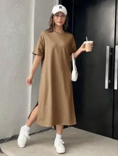 Tシャツワンピース キャメル