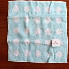 courreges 水色と白のドット タオルハンカチ
