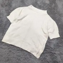 ★a1504 Khalita ハリータ【M】ラメ入り半袖ニットトップス 白