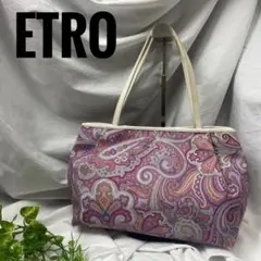 ETRO ハンドバッグ レザー キャンバス ペイズリー柄 マルチカラー