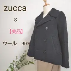 【美品】zucca ピーコート S グレー 切りっぱなし ウール90% 厚地☆