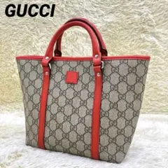 【GUCCI】小さめトートバッグ チルドレン GGスプリーム ブラウン レッド