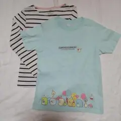 すみっコぐらし 水色半袖Tシャツ 、H&Mボーダー長袖Tシャツ
