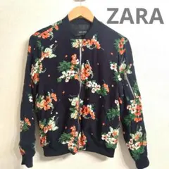 ✨美品✨ZARAザラ 花柄 ブルゾン XS ネイビー