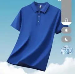 ポロシャツ 2XL 青 半袖
