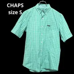 チャップス CHAPS 半袖 ボタンダウン シャツ S グリーン チェック柄