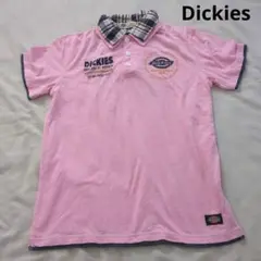 A9292【Dickies】ポロシャツ　半袖　ピンク　Lサイズ