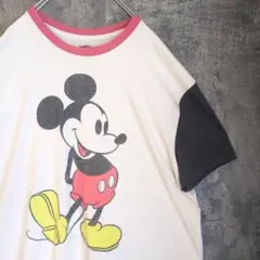 ディズニー　キャラクター　ラグランTシャツ　ミッキーマウス　ゆるダボ　海外古着