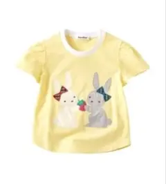 【新品未使用品】 Tシャツ 半袖 イエロー うさぎ 110cm