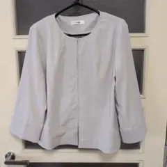ストレッチサマーブルゾンペールグレーＭ ノーカラージャケット