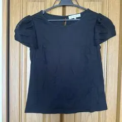 ブラック 半袖 Tシャツ レース袖