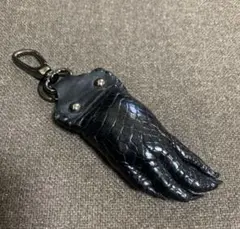 【未使用】クロコダイル　本革　キーホルダー　黒色