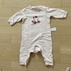動物デザインロンパース 80cm ピンク