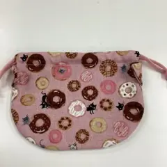 ドーナツと猫の巾着袋 ハンドメイド