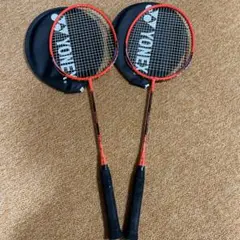 バドミントンラケットYONEX B-4000 2本セット　ケース付　オレンジ