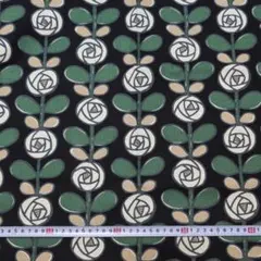 COTTONこばやし う早この布　キャンバスプリントバラ柄黒