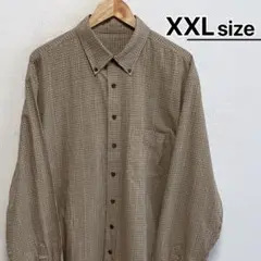 USA古着　カジュアルシャツ　長袖　XXL　チェック柄　ガンクラブ　ベージュ