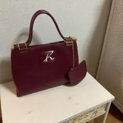 Kitamura バーガンディ レザー ハンドバッグ ミニポーチ付