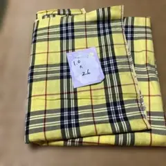 イエロー・ブラックチェック綿生地 10×26