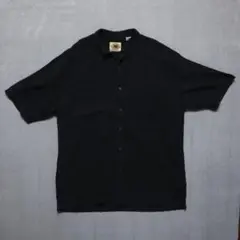 メンズXL【A品】シルク混USA古着半袖シャツ黒2109