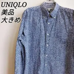 美品✨ ユニクロ UNIQLO シャツ 花柄 ボタンダウン 昭和レトロ 大きめ