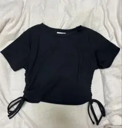 リブニットドロストトップス