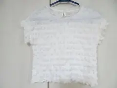 ＧＵ　GIRLS　シャーリングデザインT　150㎝　ホワイト　半袖Ｔシャツ130