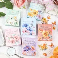 美品♡ ハンドメイド コラージュ シール ステッカー 花柄 花 蝶 90枚