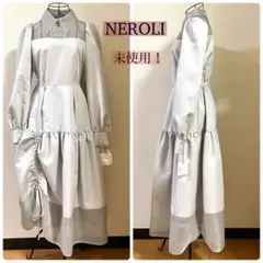未使用タグ付き♪NEROLI ネロリ 変形ワンピース オーガンジー襟 グレー